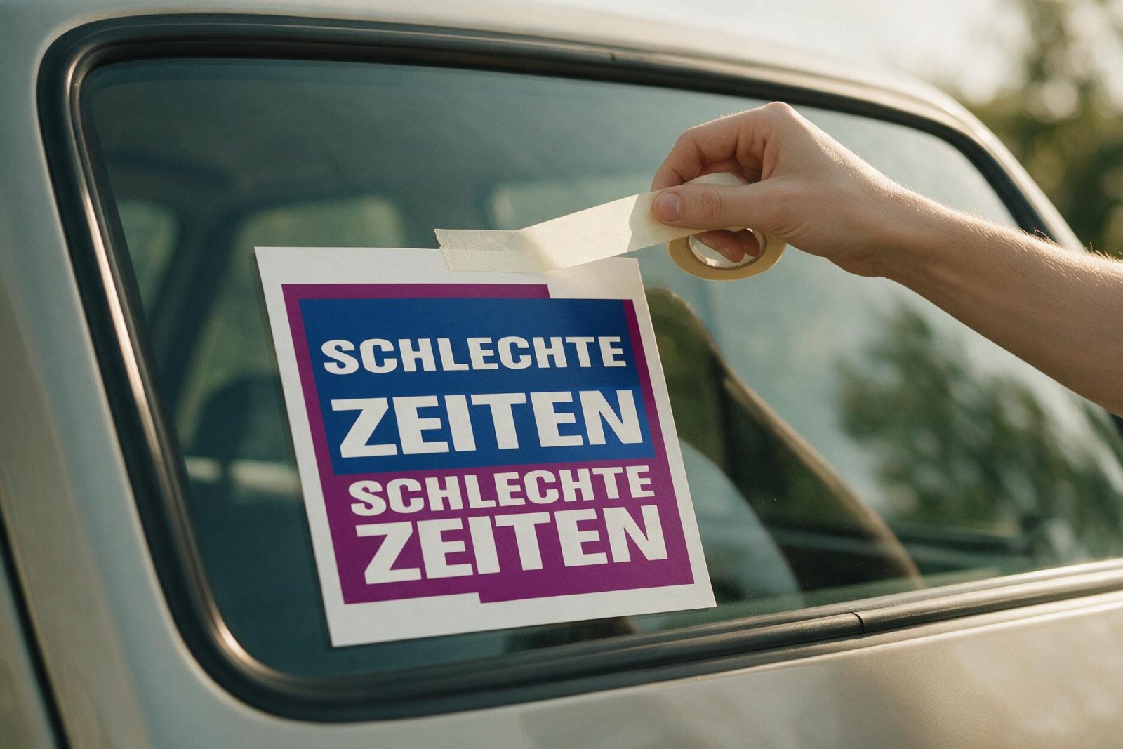 Das Klebeband wird von der Oberkante entfernt